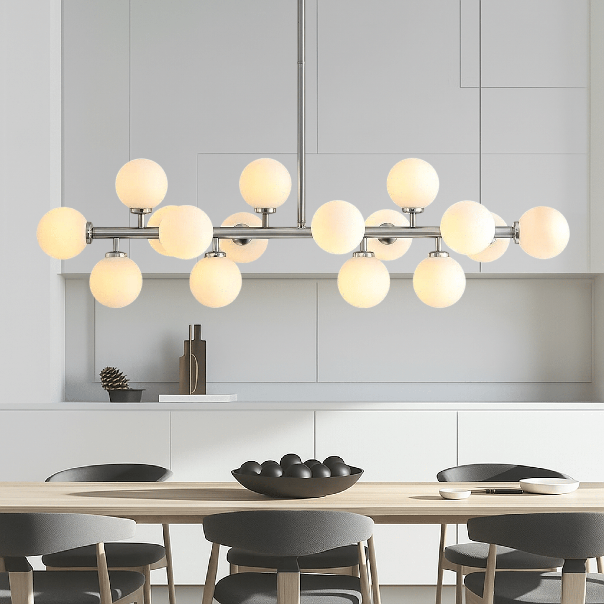 Lampa Wisząca RUDYS 16 Głowic do Jadalni i Kuchni, Regulowana Wysokość, Oświetlenie LED 1