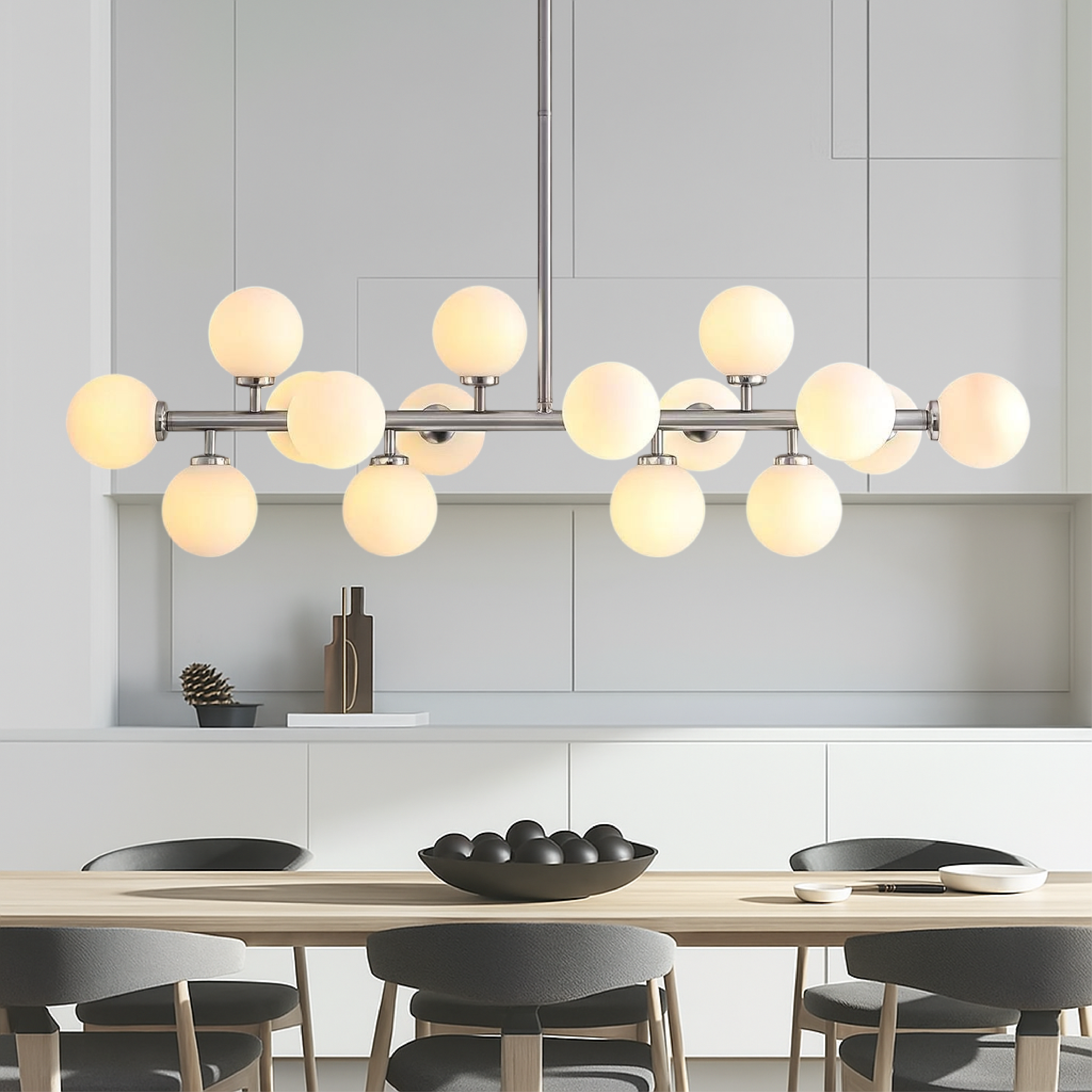 Lampa Wisząca RUDYS 16 Głowic do Jadalni i Kuchni, Regulowana Wysokość, Oświetlenie LED 1