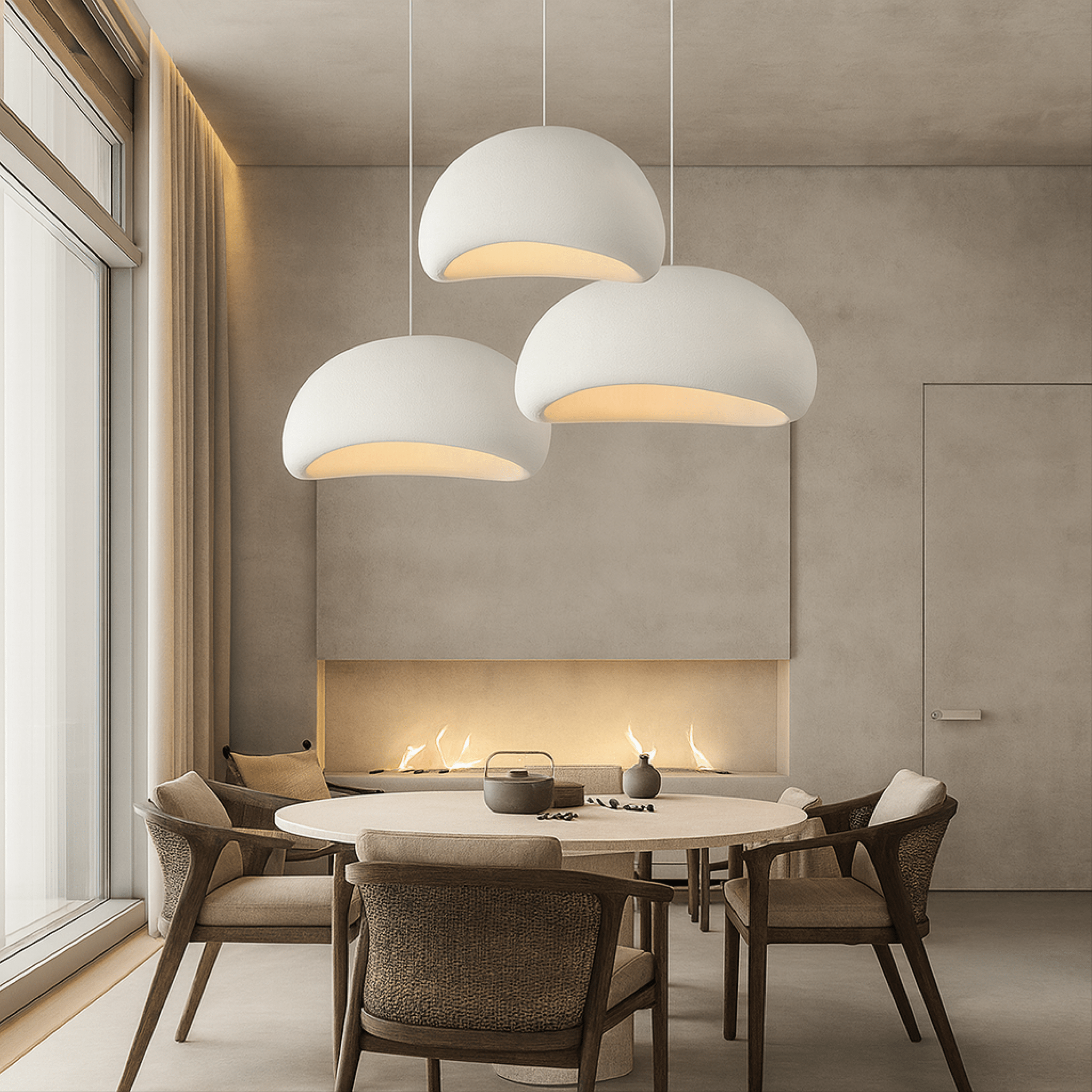 Lampa Wisząca Wabi Sabi z Ciepłym Światłem LED, Regulowana Wysokość, Idealna do Salonu i Jadalni 1