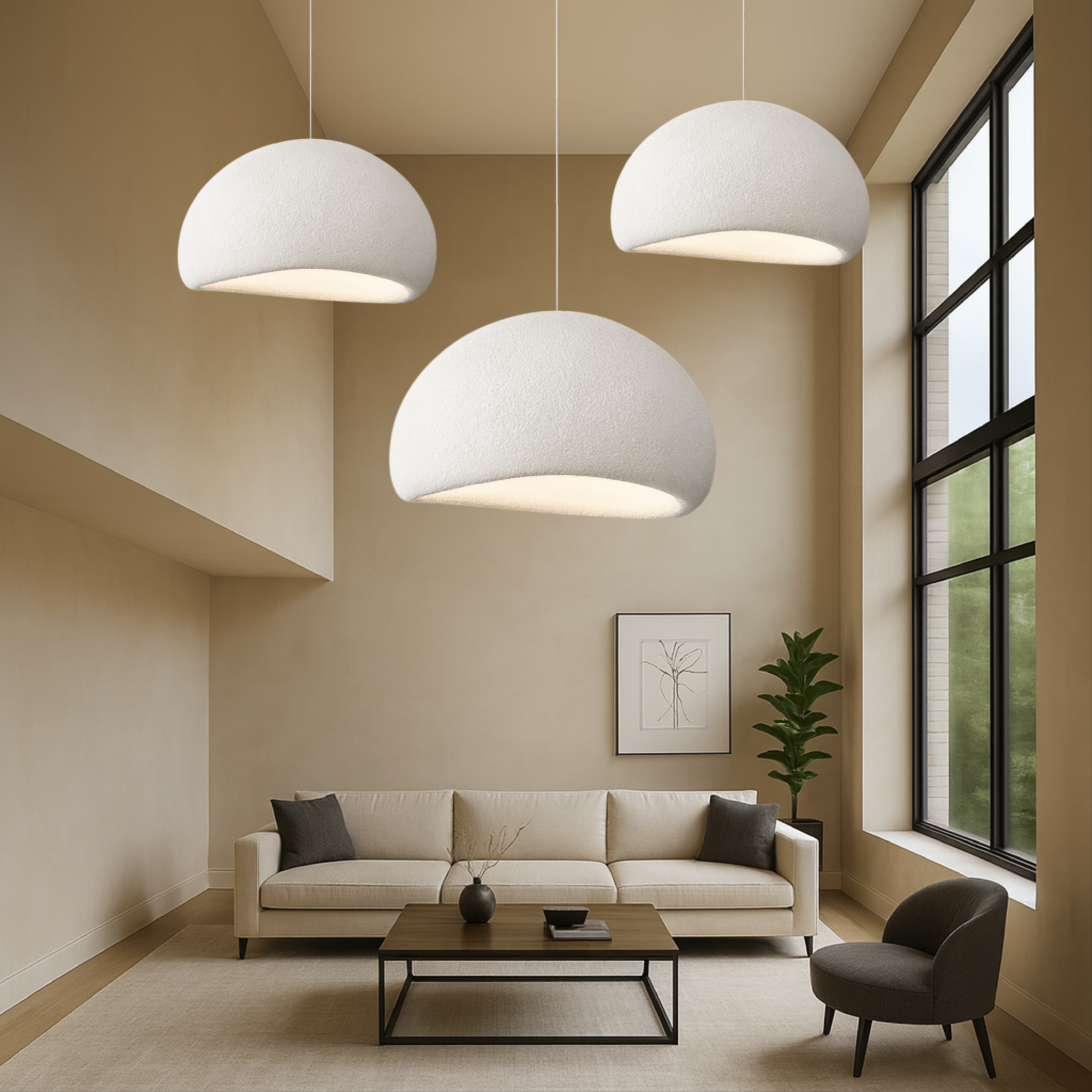 Lampa Wisząca Wabi Sabi z Ciepłym Światłem LED, Regulowana Wysokość, Idealna do Salonu i Jadalni 3