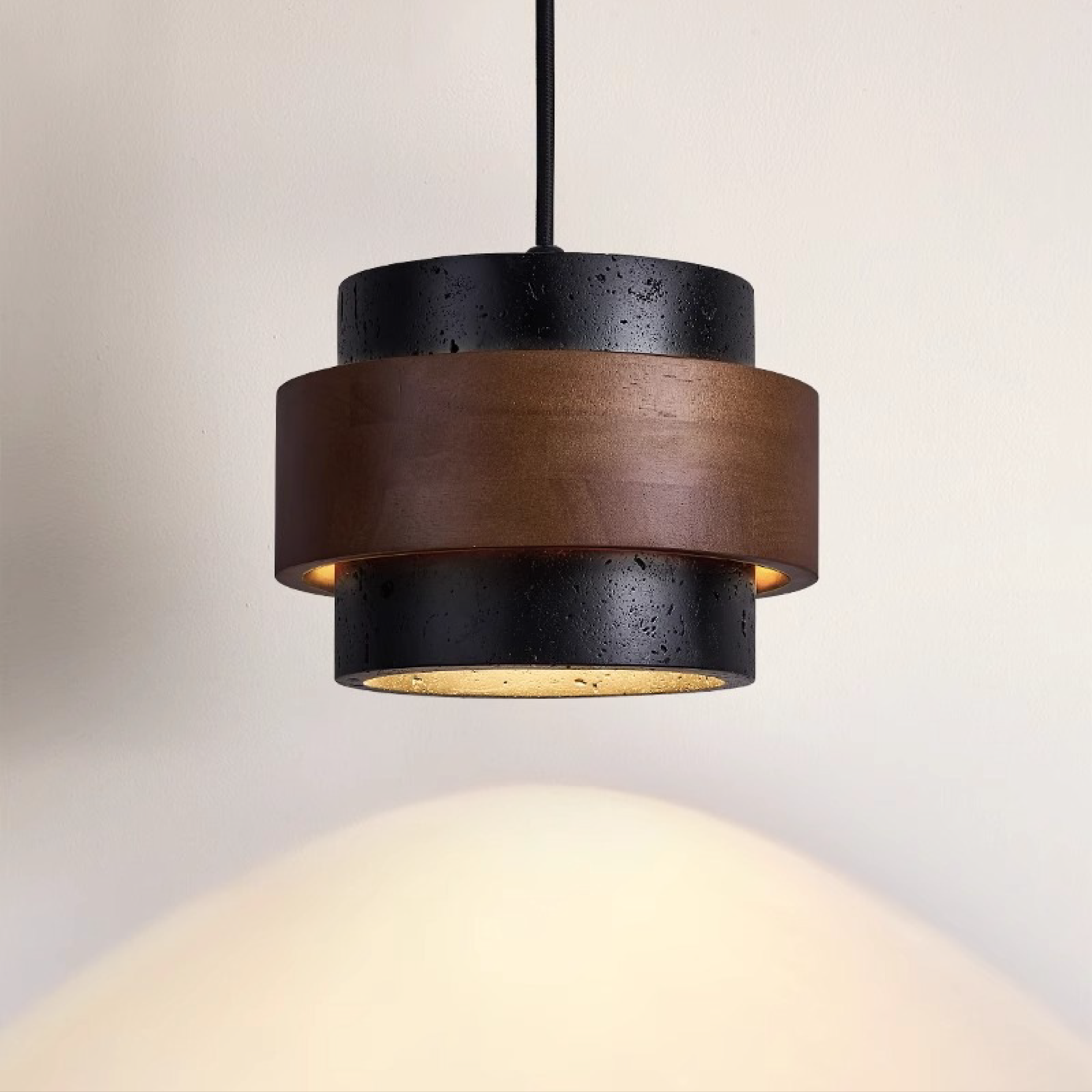Lampa Wisząca z Czarnego Trawertynu - Nowoczesna Lampa do Salonu Nad Stół 0