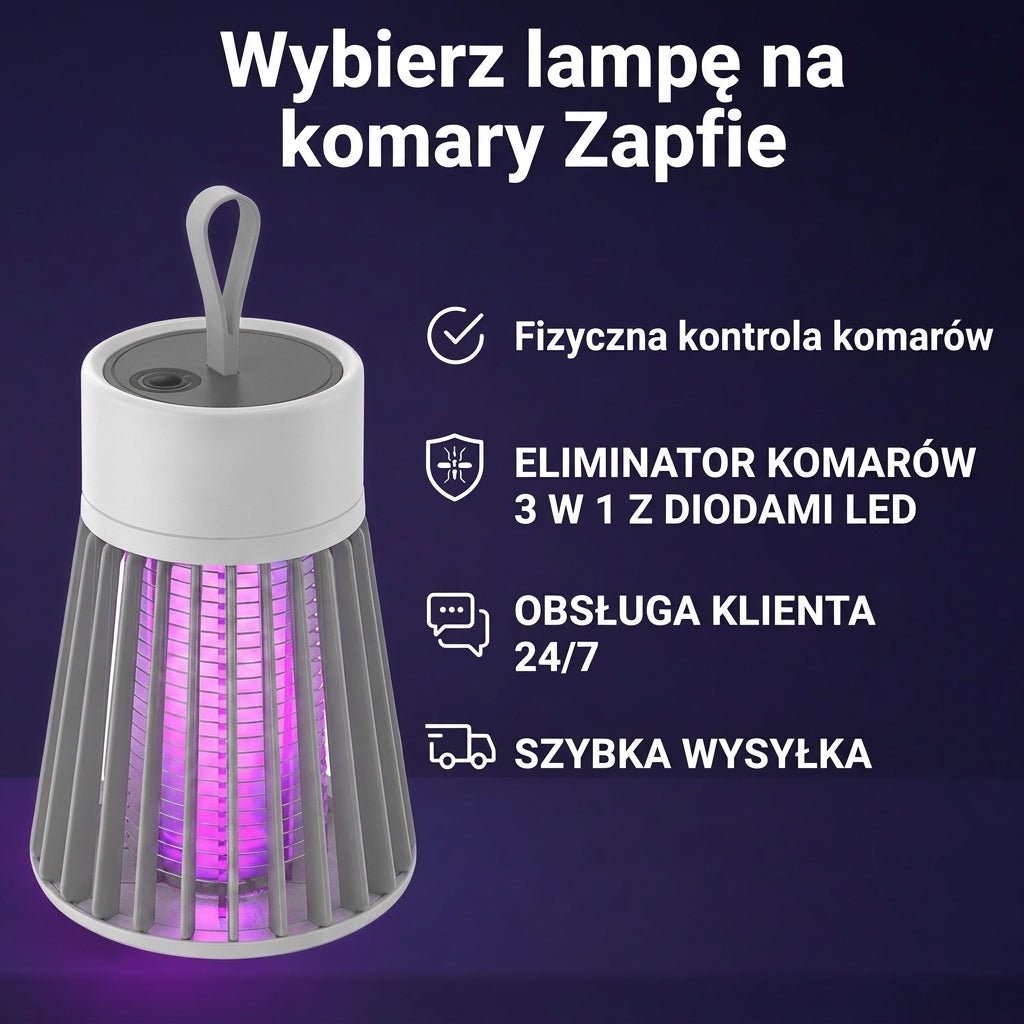 Lampa na Komary UV Elektryczna – Przenośna z Funkcją Porażania i Zasilaniem USB 12