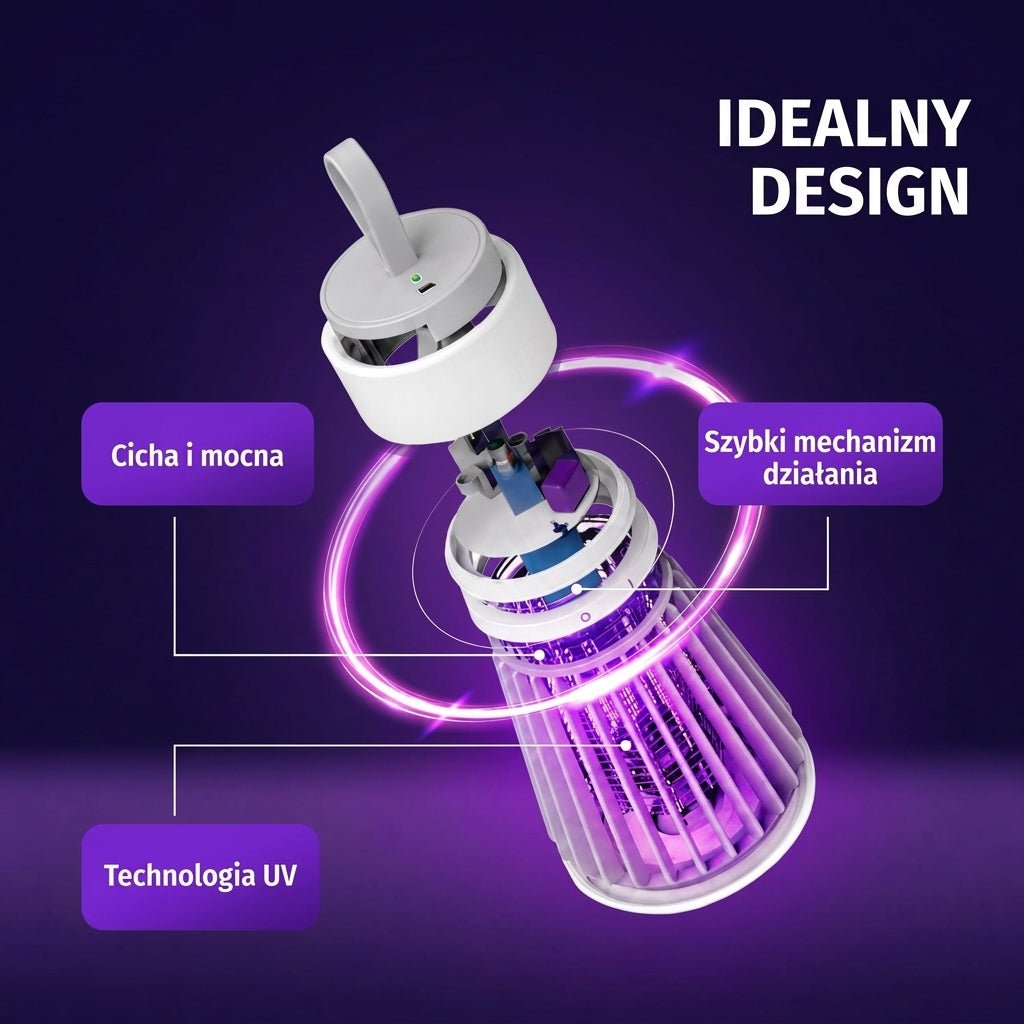 Lampa na Komary UV Elektryczna – Przenośna z Funkcją Porażania i Zasilaniem USB 9