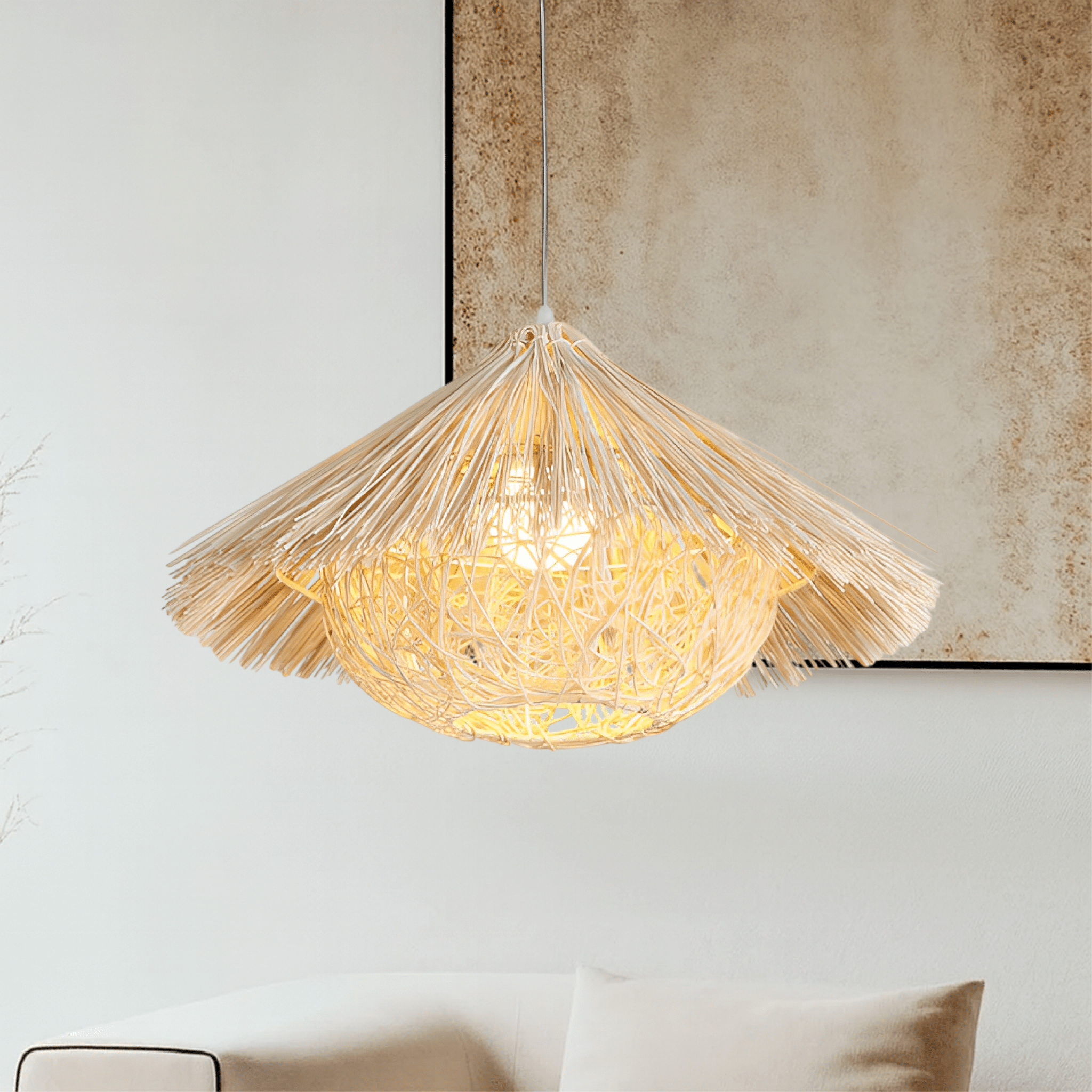 Lampa wisząca HANSI z rattanu i bambusa - nowoczesny akcent do wnętrz 3