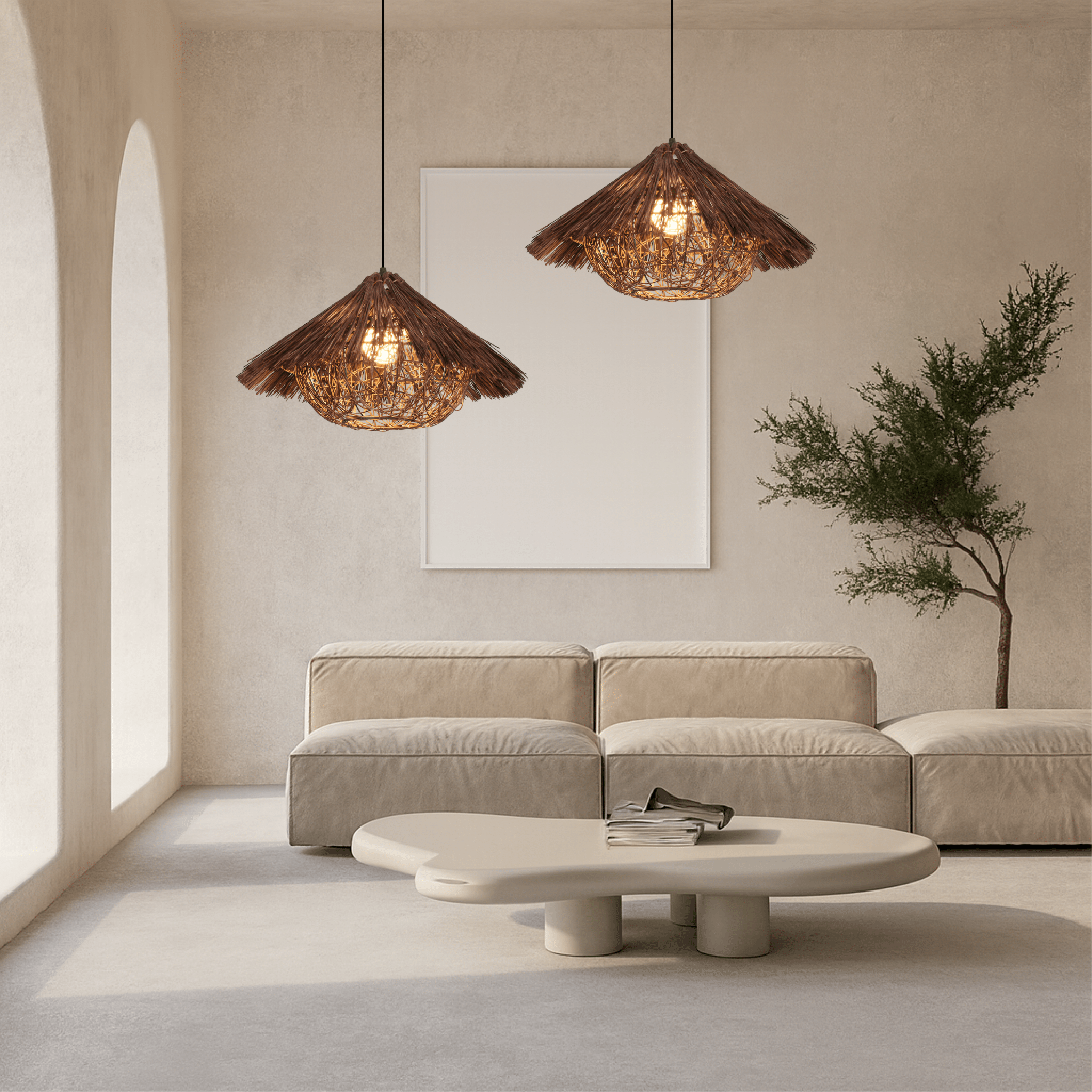 Lampa wisząca HANSI z rattanu i bambusa - nowoczesny akcent do wnętrz 4