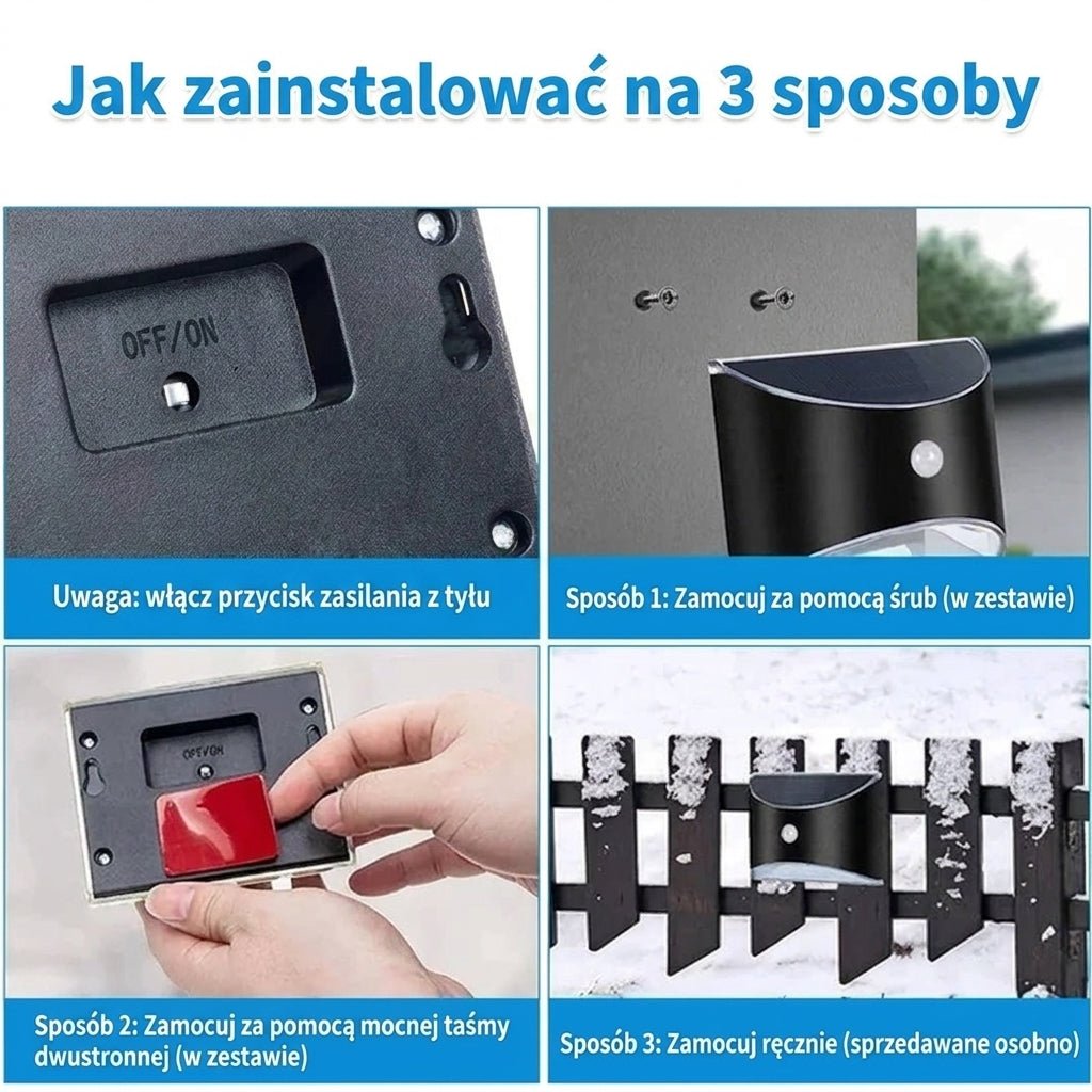 Lampa z Czujnikiem Ruchu – Wodoodporne Lampy Schodowe z Panelem Słonecznym 4