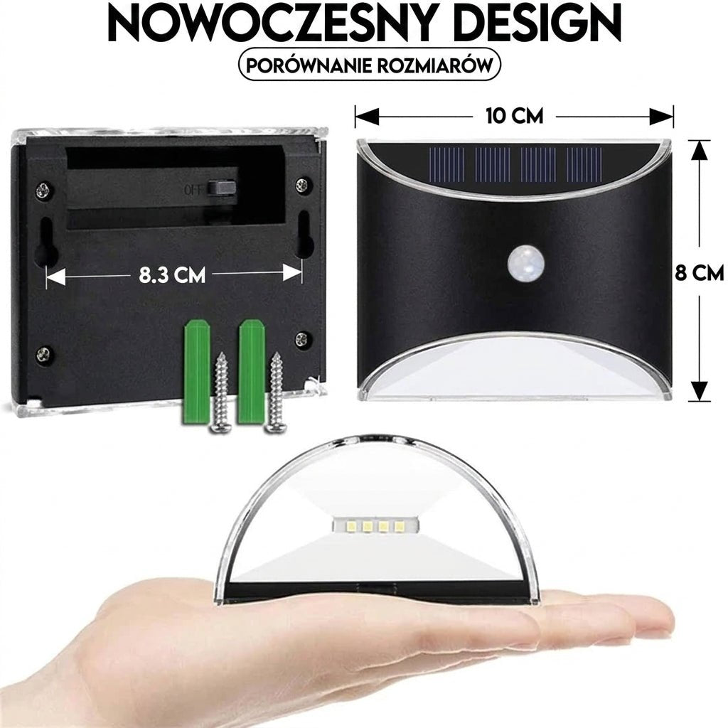 Lampa z Czujnikiem Ruchu – Wodoodporne Lampy Schodowe z Panelem Słonecznym 2