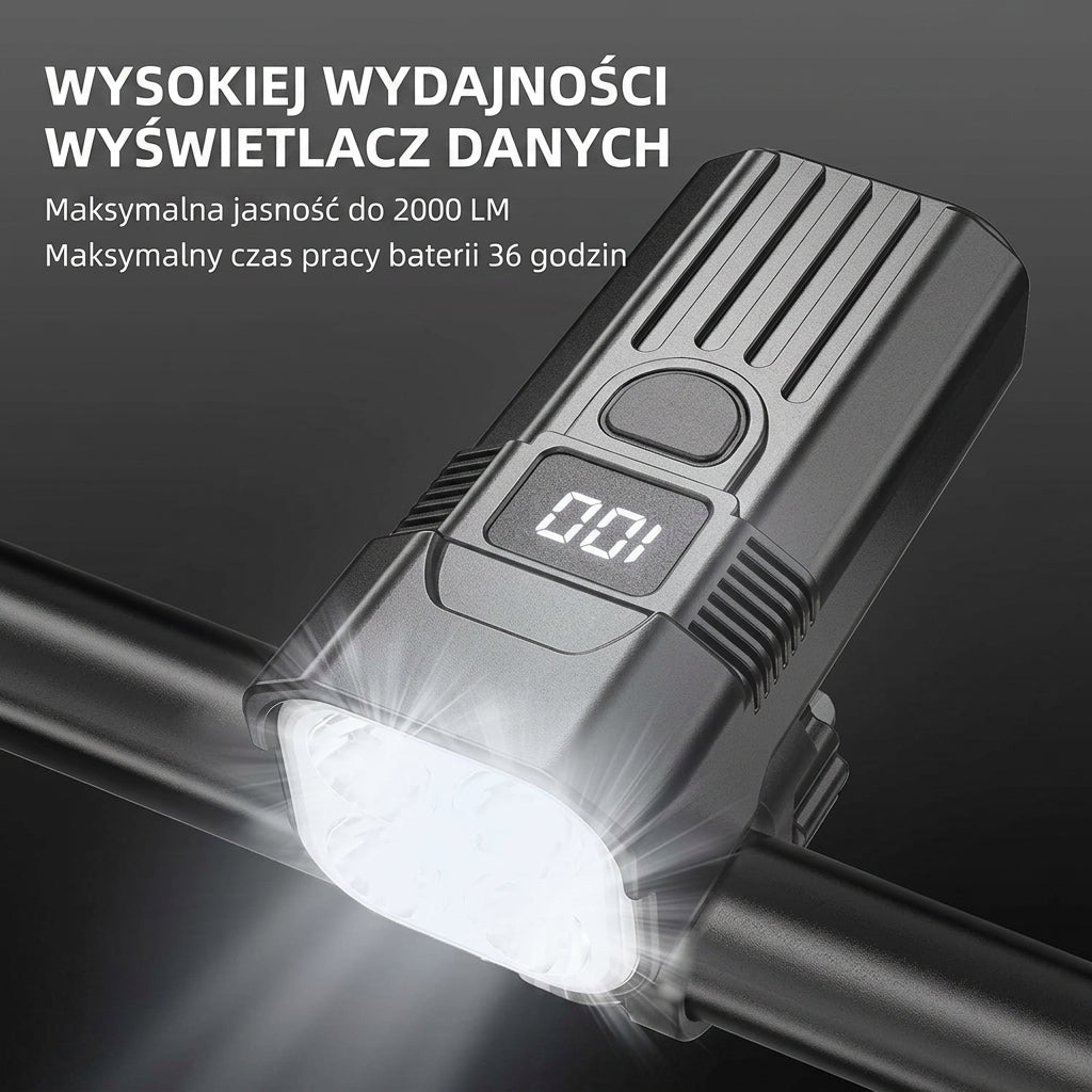 Lampka Rowerowa Przednia 5000 Lumenów z Akumulatorem USB-C – 12 Diod LED, Wodoodporna 6