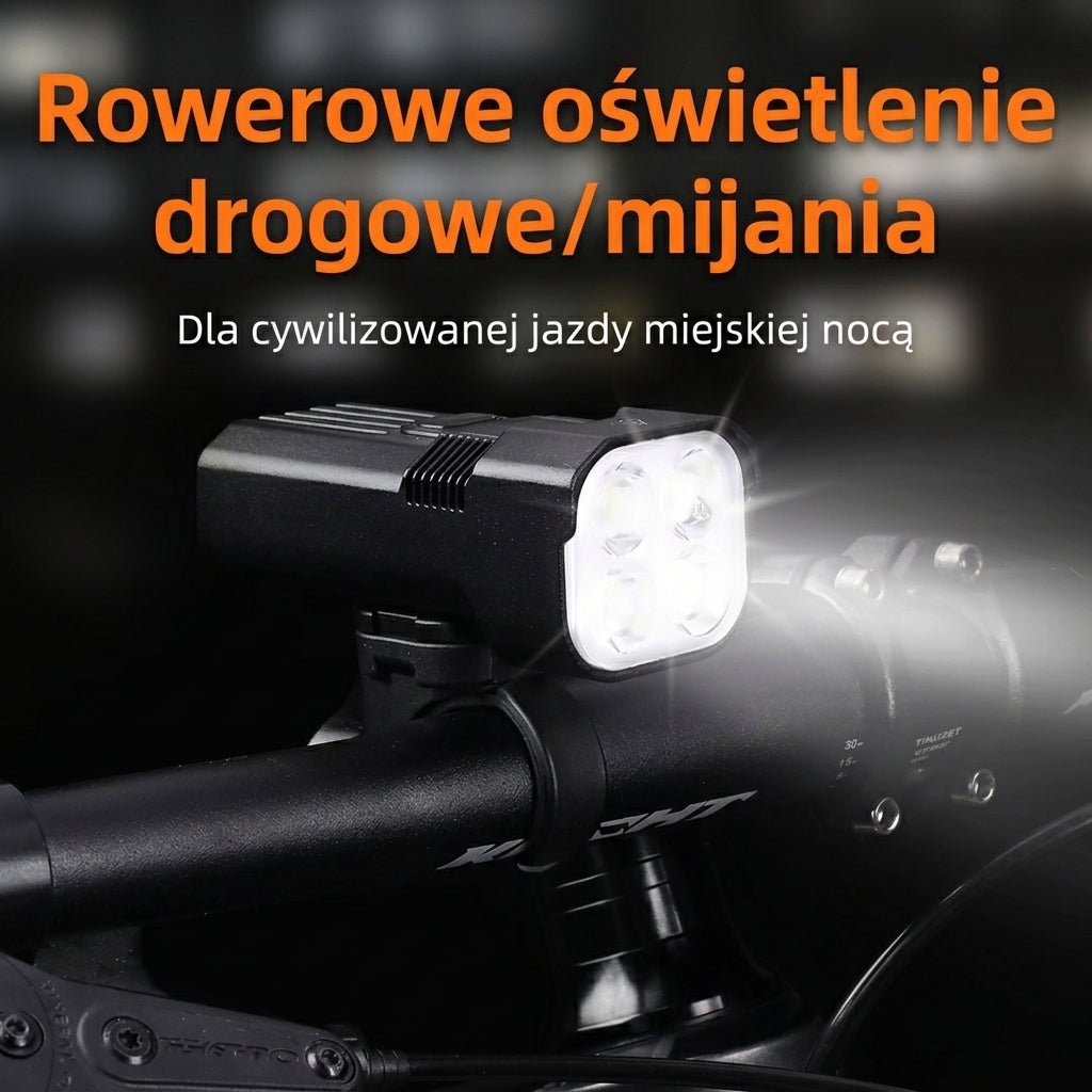 Lampka Rowerowa Przednia 5000 Lumenów z Akumulatorem USB-C – 12 Diod LED, Wodoodporna 7