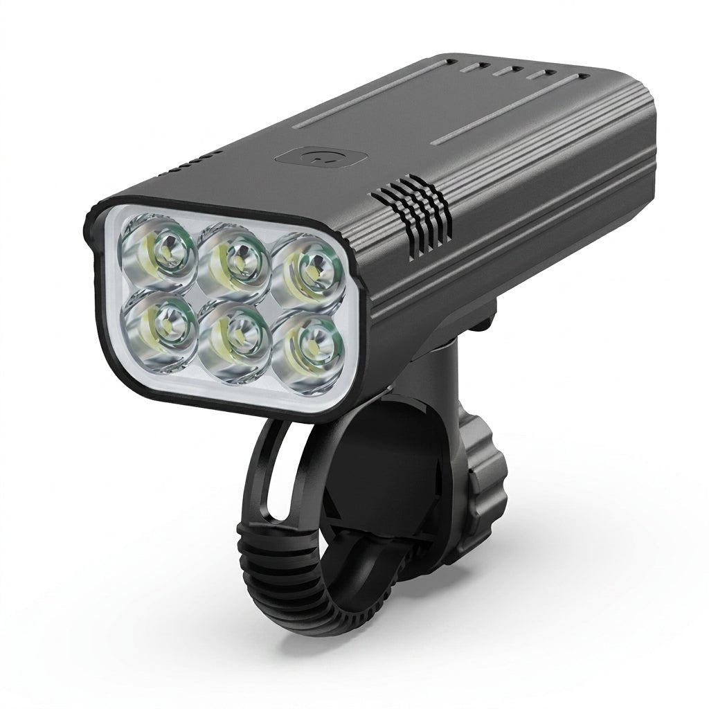 Lampka Rowerowa Przednia 5000 Lumenów z Akumulatorem USB-C – 12 Diod LED, Wodoodporna 1