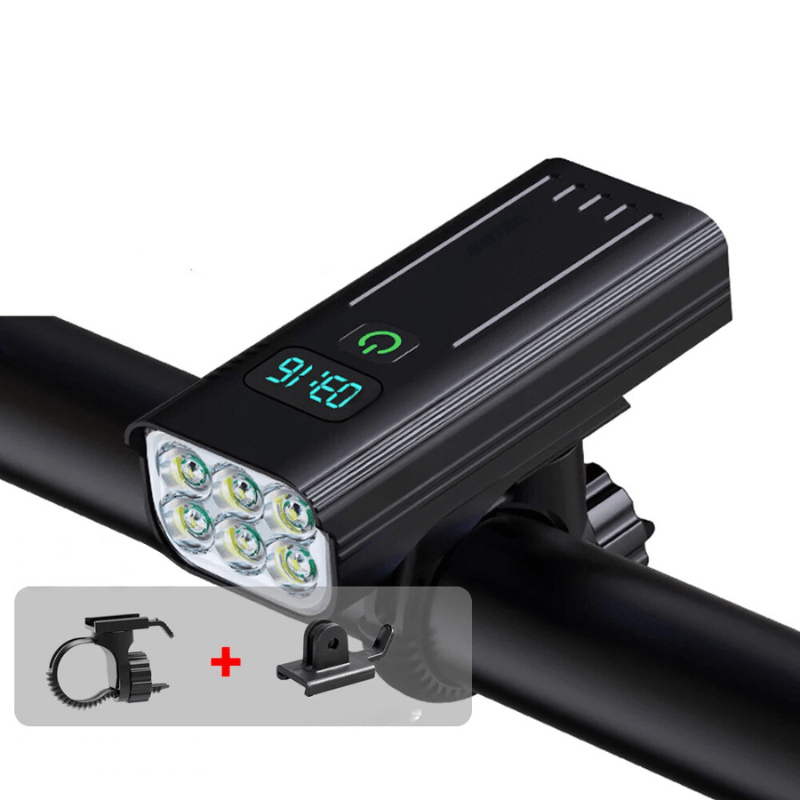 Lampka Rowerowa Przednia 5000 Lumenów z Akumulatorem USB-C – 12 Diod LED, Wodoodporna 0