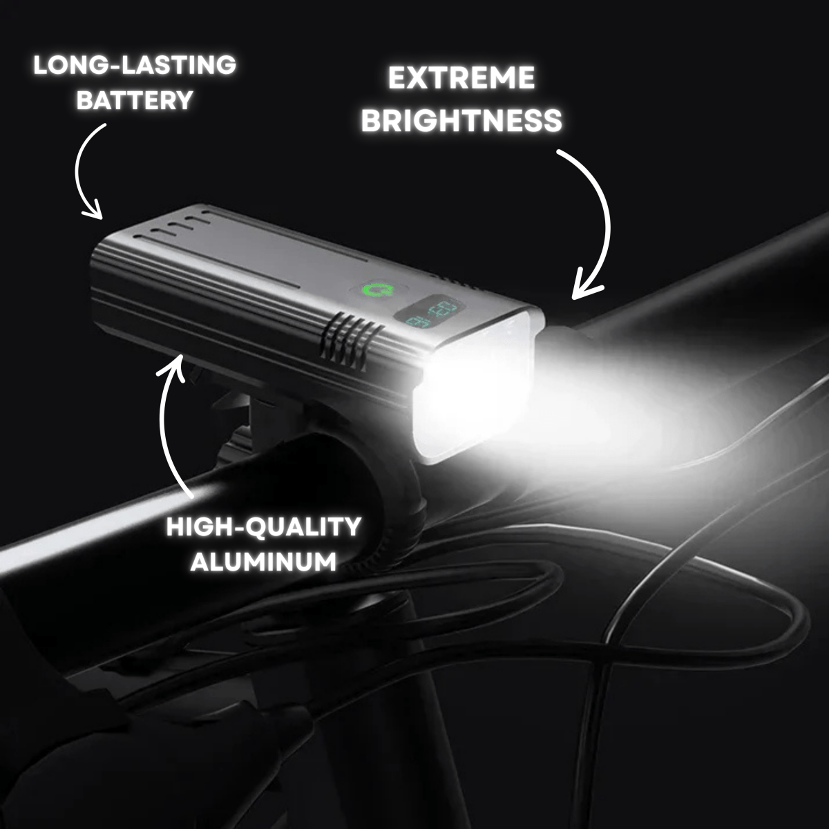 Lampka Rowerowa Przednia 5000 Lumenów z Akumulatorem USB-C – 12 Diod LED, Wodoodporna 2