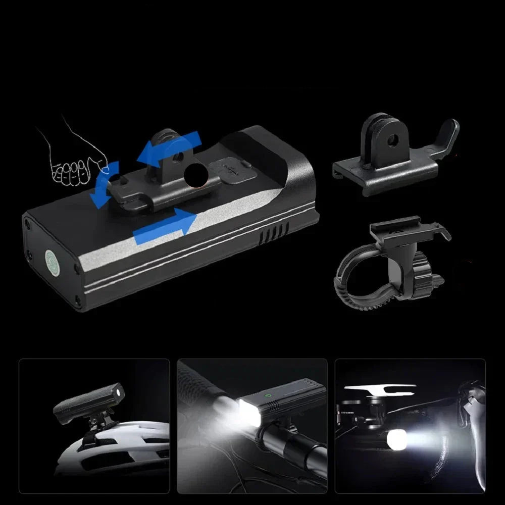 Lampka Rowerowa Przednia 5000 Lumenów z Akumulatorem USB-C – 12 Diod LED, Wodoodporna 3
