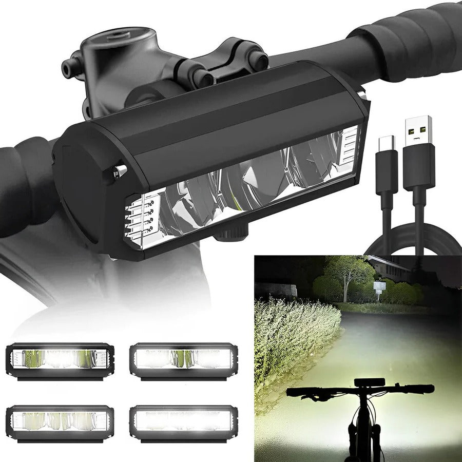 Lampka Rowerowa Przednia LED Mocna z Akumulatorem USB, Wodoodporna, Ultra Jasna 0