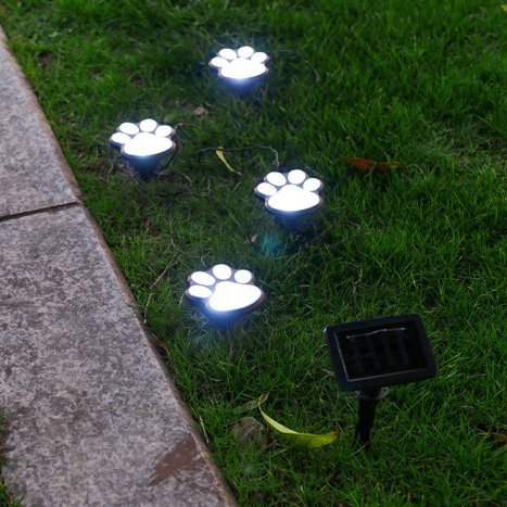 Lampki Ogrodowe Solarne LED z Nadrukiem Łap – Łatwe w Instalacji, Odporne na Warunki Atmosferyczne 3