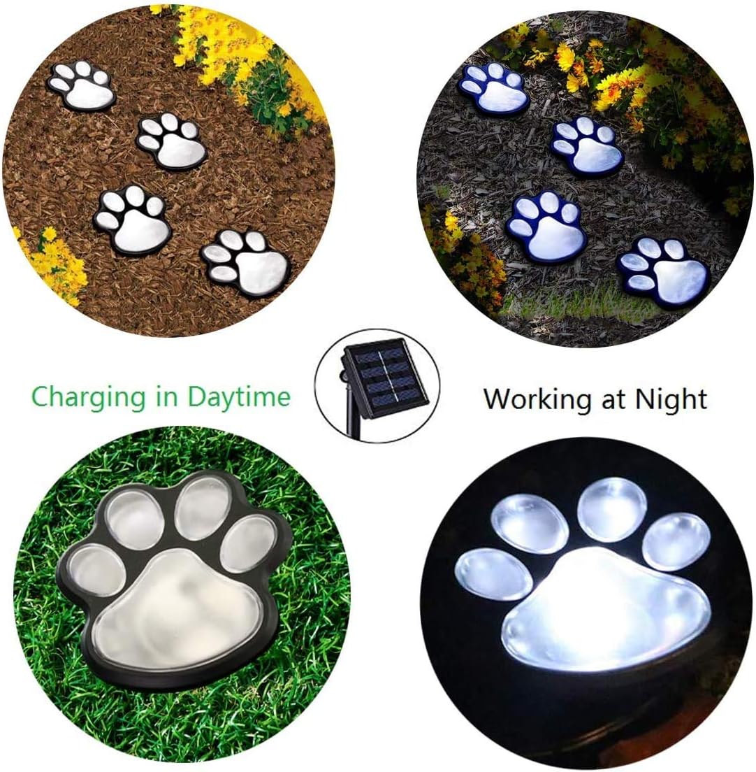 Lampki Ogrodowe Solarne LED z Nadrukiem Łap – Łatwe w Instalacji, Odporne na Warunki Atmosferyczne 6