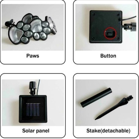 Lampki Ogrodowe Solarne LED z Nadrukiem Łap – Łatwe w Instalacji, Odporne na Warunki Atmosferyczne 7