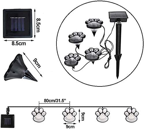 Lampki Ogrodowe Solarne LED z Nadrukiem Łap – Łatwe w Instalacji, Odporne na Warunki Atmosferyczne 8