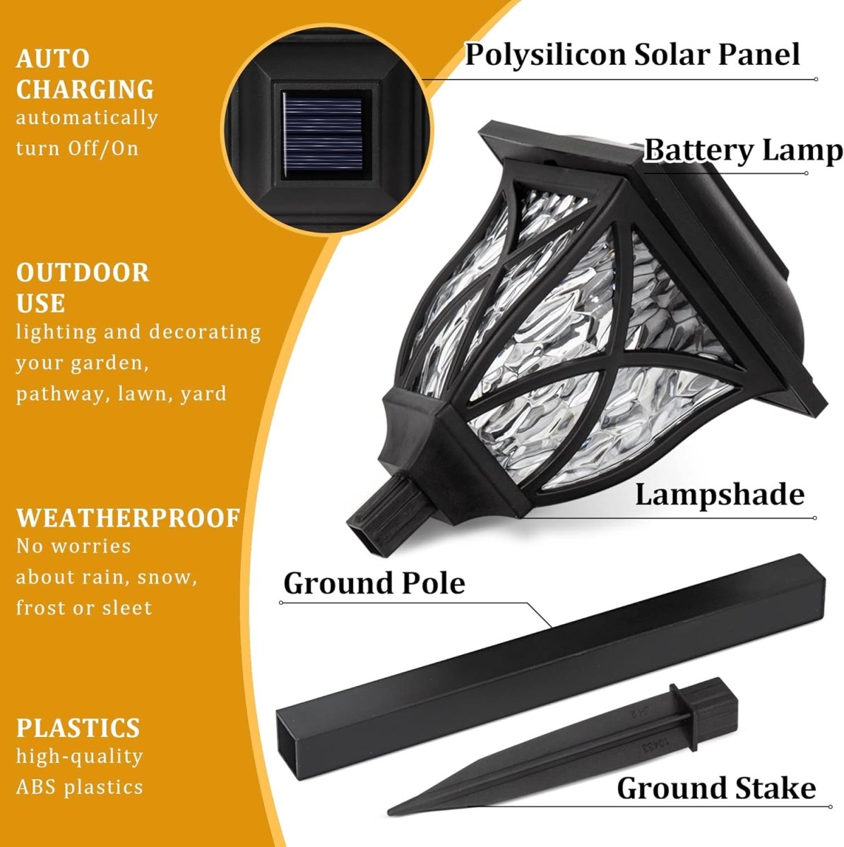 Lampy Ogrodowe LED Solar 6-sztuk – Automatyczne Oświetlenie Zewnętrzne do Ogrodu i Ścieżek 4
