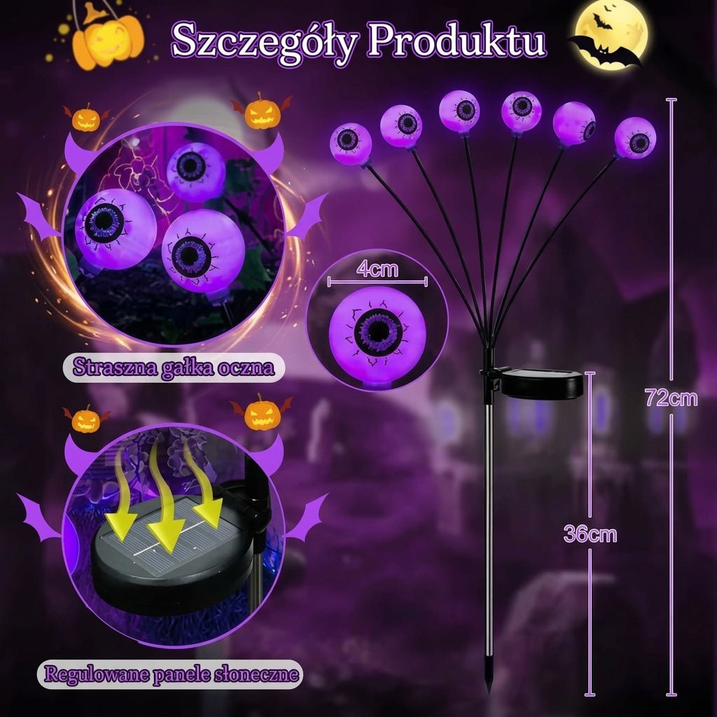Lampy Ogrodowe Solarne z Fioletowymi Światłami – Oświetlenie Zewnętrzne na Halloween, 6 Szt. 2