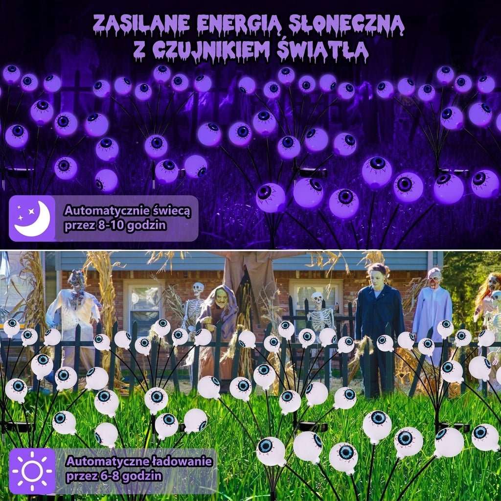 Lampy Ogrodowe Solarne z Fioletowymi Światłami – Oświetlenie Zewnętrzne na Halloween, 6 Szt. 4