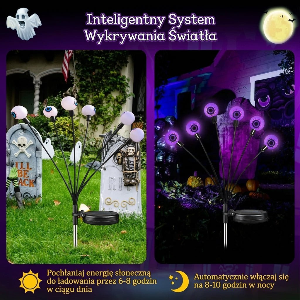 Lampy Ogrodowe Solarne z Fioletowymi Światłami – Oświetlenie Zewnętrzne na Halloween, 6 Szt. 8