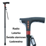 Laska Dla Seniorów do Podpierania z Latarką LED i Radiem – Regulowana 73-95,5 cm z Alarmem Awaryjnym 5