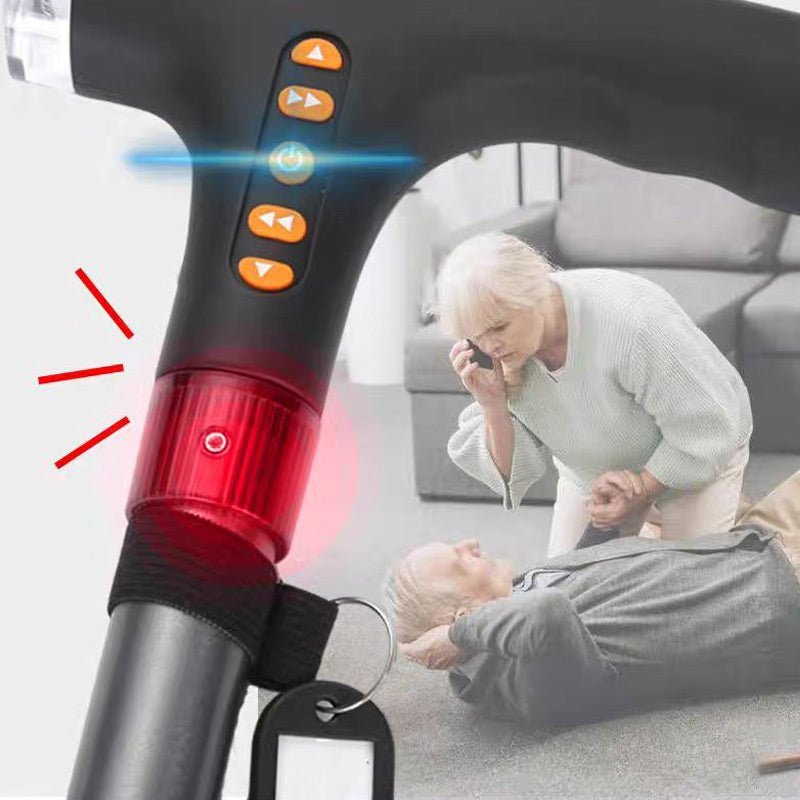 Laska Dla Seniorów z Latarką LED i Radiem – Regulowana 73-95,5 cm z Alarmem Awaryjnym 0