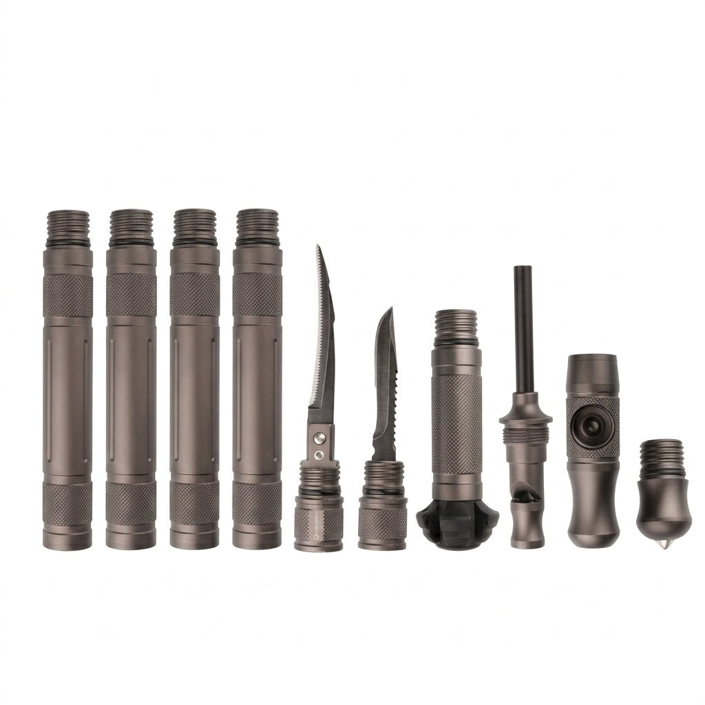 Laska Survivalowa z Kompasem i Narzędziami – Aluminiowa, Regulowana, Wielofunkcyjna 2