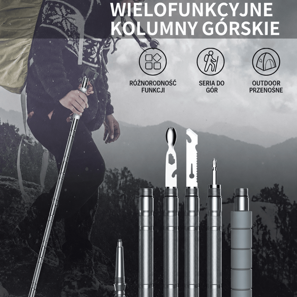 Laska Survivalowa z Nóżem i Kompasem – Wielofunkcyjne Narzędzie do Turystyki i Biwakowania