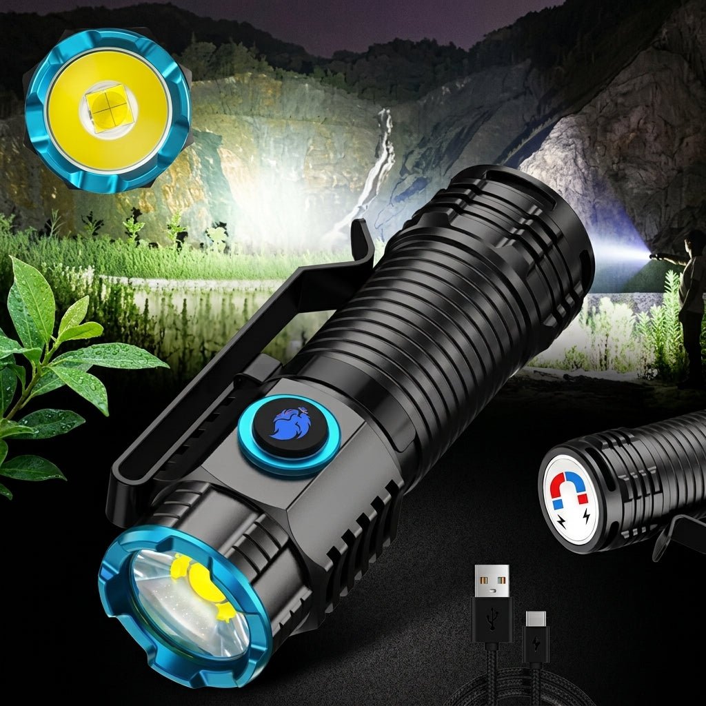 Latarka Akumulatorowa LED 1000 Lumenów – Kompaktowa, Wodoodporna z Magnetycznym Ogonem 1