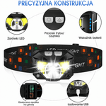 Latarka Czołowa LED 1200 Lumenów z Czujnikiem Ruchu – Wodoodporna, Zestaw 2 Sztuk