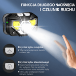 Latarka Czołowa LED 1200 Lumenów z Czujnikiem Ruchu – Wodoodporna, Zestaw 2 Sztuk