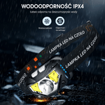 Latarka Czołowa LED 1200 Lumenów z Czujnikiem Ruchu – Wodoodporna, Zestaw 2 Sztuk