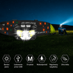 Latarka Czołowa LED 1200 Lumenów z Czujnikiem Ruchu – Wodoodporna, Zestaw 2 Sztuk