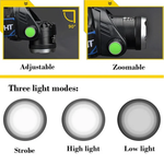 Latarka Czołowa LED 990 000 Lumenów z Regulowanym Paskiem i USB 6