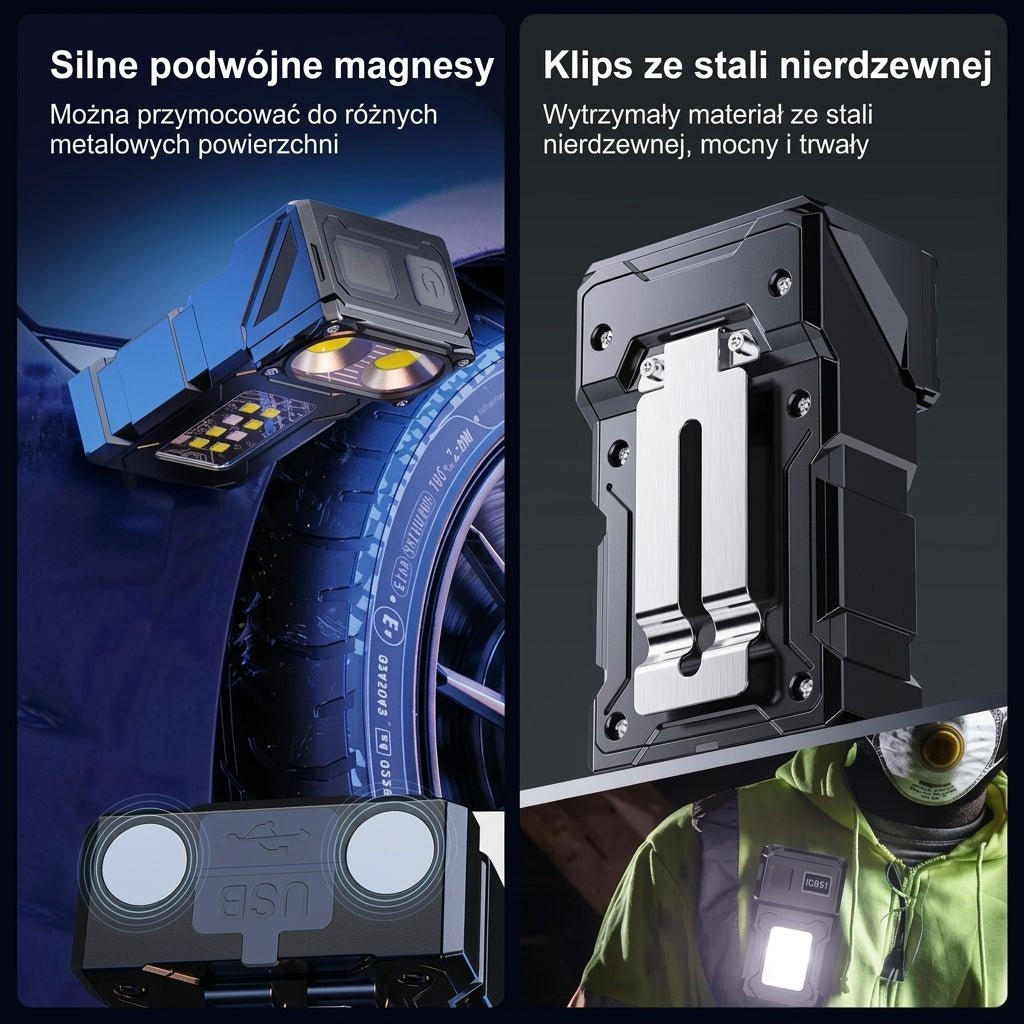 Latarka Kieszonkowa 200 Lumenów z Powerbankiem – 7 Trybów Światła, Wodoodporna IP45 12
