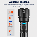 Latarka Kieszonkowa Wodoodporna 12000 Lumenów z Regulowanym Zoomem – 5 Trybów Pracy