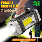 Latarka LED Akumulatorowa 1000 Lumenów z Power Bankiem – Wodoodporna, Szybkie Ładowanie 5