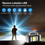 Latarka LED Akumulatorowa 1000 Lumenów z Power Bankiem – Wodoodporna, Szybkie Ładowanie 7