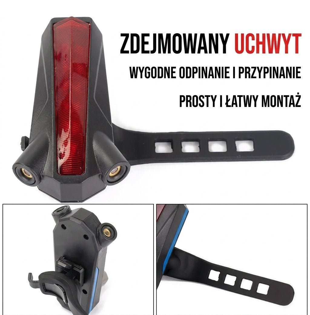 Latarka Rowerowa z Projekcją Laserową i 5/6 Diodami LED – Bezpieczne Oświetlenie na Nocną Jazdę 4