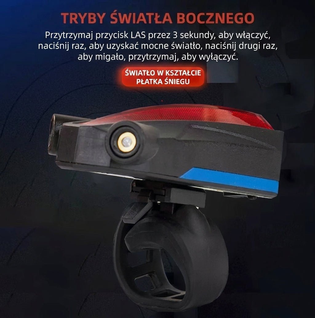 Latarka Rowerowa z Projekcją Laserową i 5/6 Diodami LED – Bezpieczne Oświetlenie na Nocną Jazdę 5