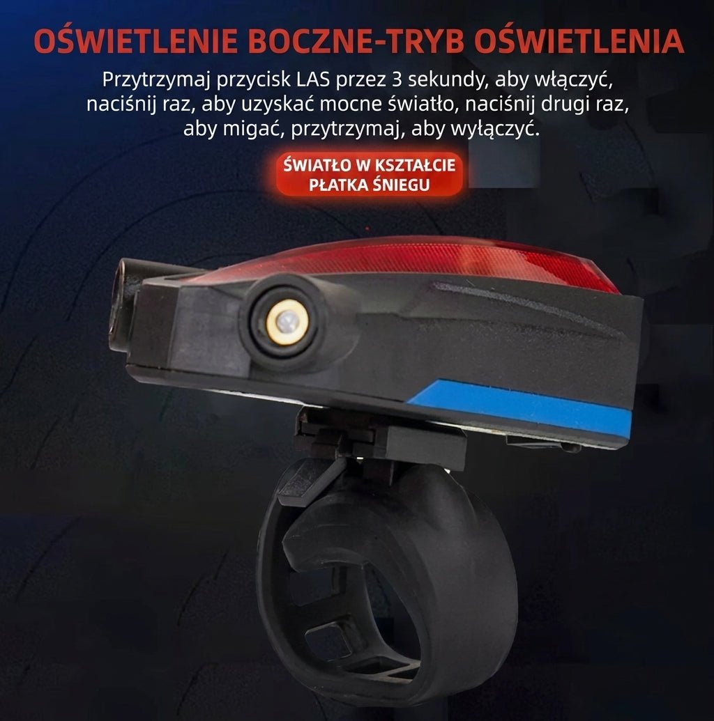 Latarka Rowerowa z Projekcją Laserową i 5/6 Diodami LED – Bezpieczne Oświetlenie na Nocną Jazdę 5