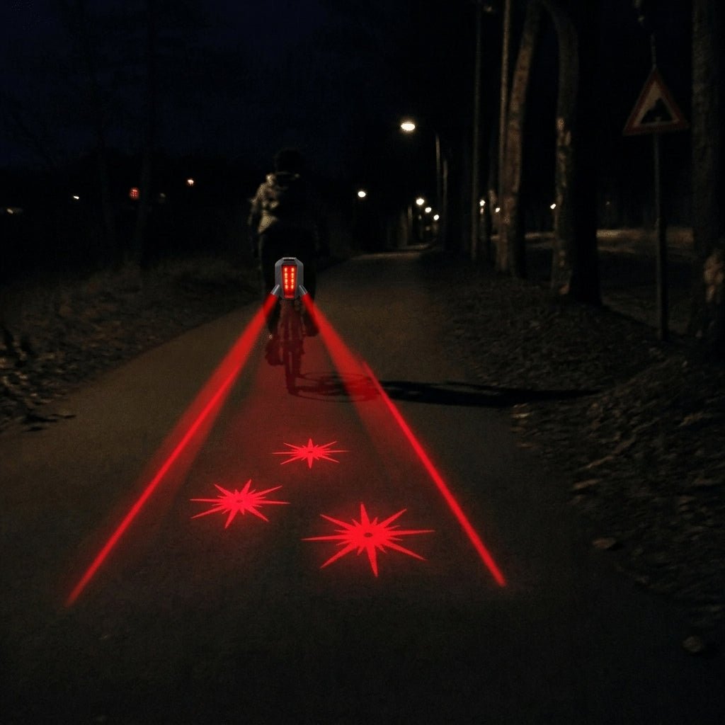 Latarka Rowerowa z Projekcją Laserową i 5/6 Diodami LED – Bezpieczne Oświetlenie na Nocną Jazdę 9
