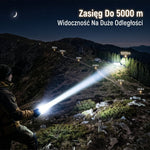 Latarka Taktyczna Mocna z Zasięgiem 5000 m – Wodoodporna i Odporny na Wstrząsy