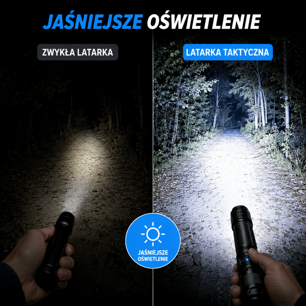 Latarka Taktyczna Mocna z Zasięgiem 5000 m – Wodoodporna i Odporny na Wstrząsy