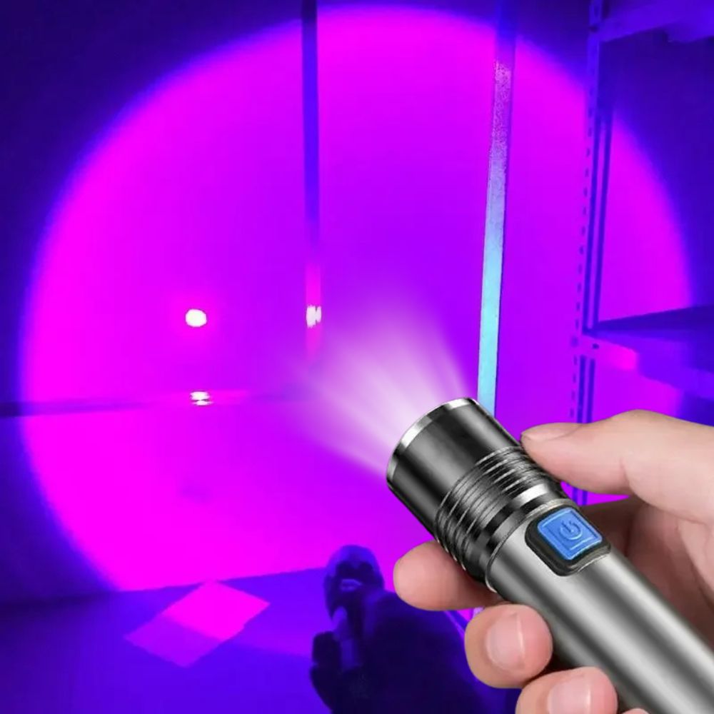 Latarka UV 395 nm z Czujnikiem – Kompaktowa, Ładowana przez USB, Teleskopowy Zoom 0