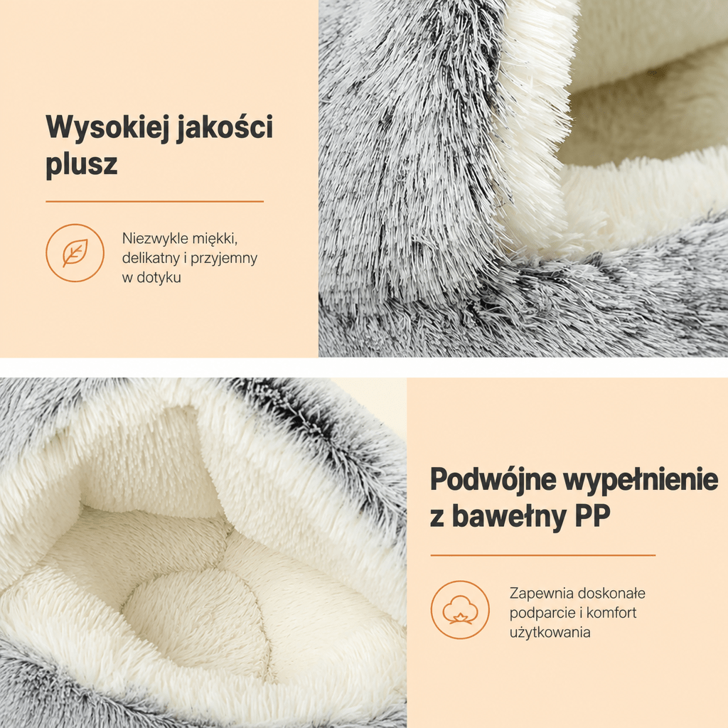 Legowisko Dla Psa i Kota w Kształcie Pączka – Miękkie, Antypoślizgowe, Podwyższone Krawędzie