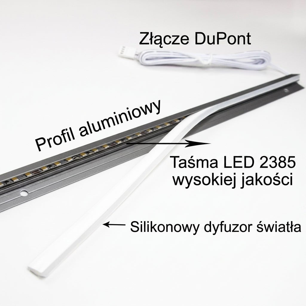 Listwa LED Podszafkowa 45° z Aluminiowym Profilem – Ultracienka, Energooszczędna do Oświetlenia Mebli 4