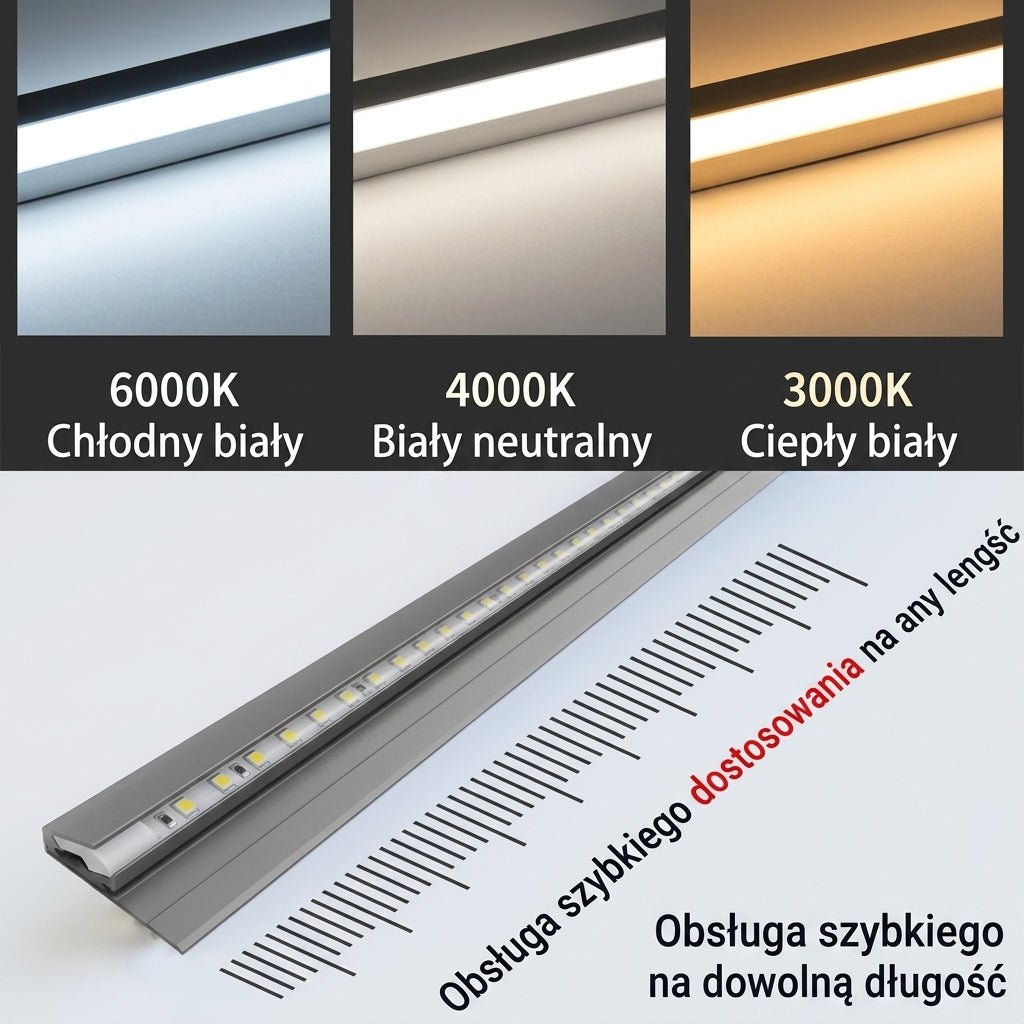 Listwa LED Podszafkowa 45° z Aluminiowym Profilem – Ultracienka, Energooszczędna do Oświetlenia Mebli 5